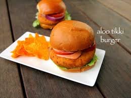 Aloo tikki noodle burger